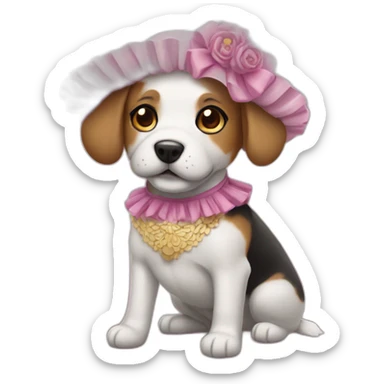 Perro con pollera sticker