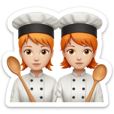 Una chef, pelinaranja de pelo lacio y otra con pelo  sticker