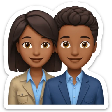 Black lesbian couple with one masculine with short hair and one feminine with long hair in stylish clothes  sticker