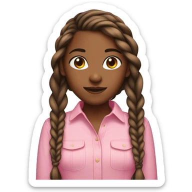 Brown skin girl with shoulder length braids and a pink shirt sticker
