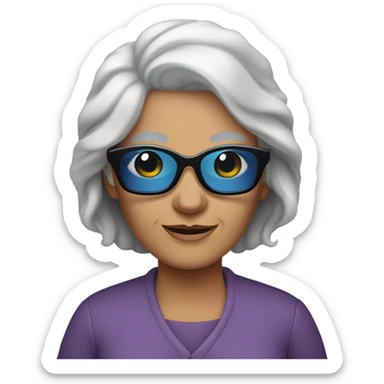 Younger Grandma with longer gray hair blue eyes  sunglasses  sticker