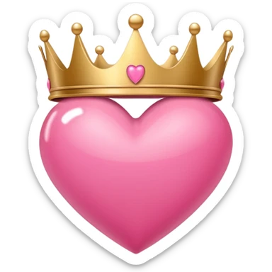 Crown little pink with heart sticker