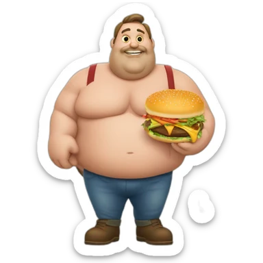 big fat man portuguese with burger and trowel sticker