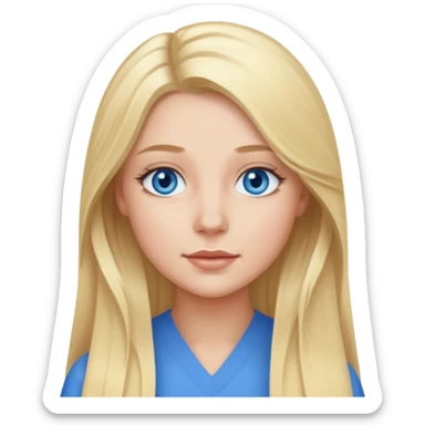 Millie King with blue eyes, long blonde hair sticker