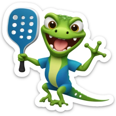 Lizard playing pickleball sticker