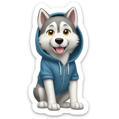 realistic husky full body in a hoody  sticker