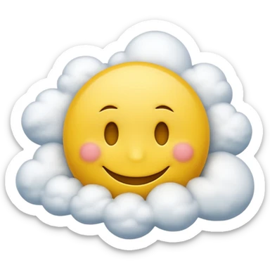 zone out smiley face with clouds floating around its head sticker