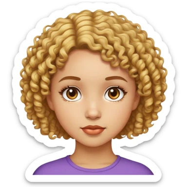 A light skinned girl with short curly hair sticker