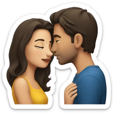 Brunette man kissing brunette woman sticker