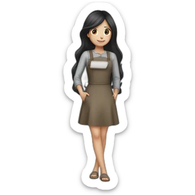 Dark hair girl with a carott sticker