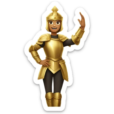 Golden Knight female victory celebration hands up sticker