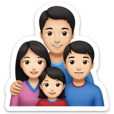 Family korean male x russian female + black hair kid sticker