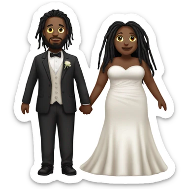 full body Plus size couple with dreads wedding pale sticker