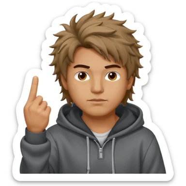 Moreno greñudo con capucha cuba la cara para el dedo del medio hombre sticker