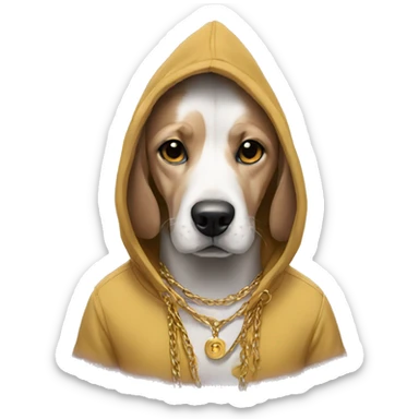 Dog wearing hoodie and gold chain sticker