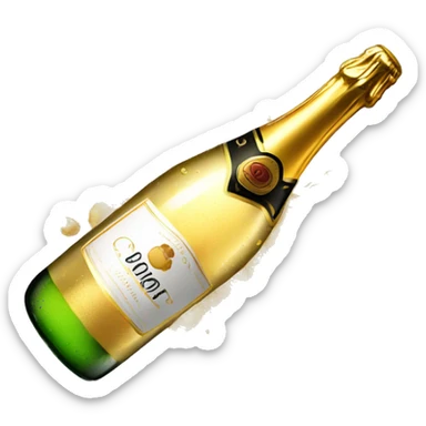 Champagne bottle popping sticker