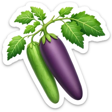 eggplant, cucumber, big carrot, on a branch sticker