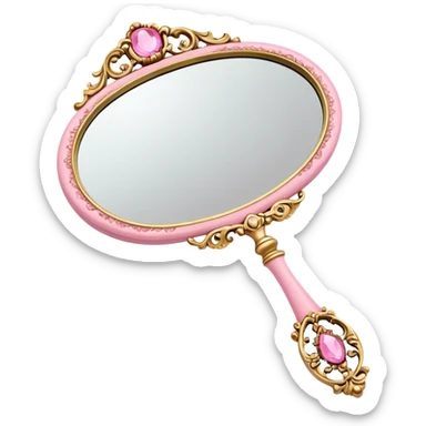 Vintage rococo handmirror pink gold sticker