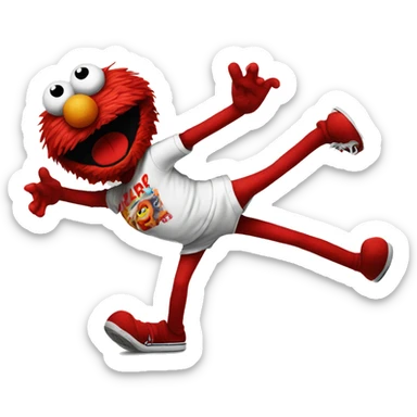 elmo breakdancing with red pupils sticker