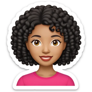 Apple Memoji emoji of a Black woman with light skin tone and black curly hair, cheerful face, no accessories sticker