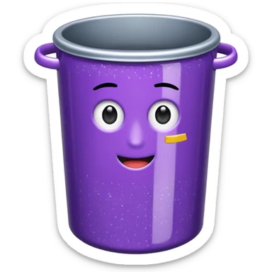 Glitter Purple and Cian  metal rubbish bin officer sticker