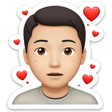 asian man with heart eyes falling down on sidewalk  sticker