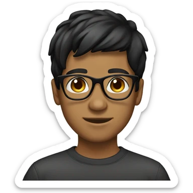 tan skin boy with glasses and black straight hair  sticker
