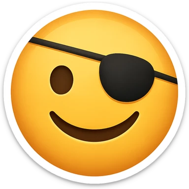face with pirate eye patch emoji, digital illustration, no background sticker