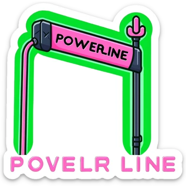 green and pink K-Pop lightstick with 'POWERLINE' text, surrounded by cheering fans and stage lights, energetic concert scene sticker