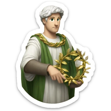 Petrarch holds a golden laurel wreath in his hand sticker