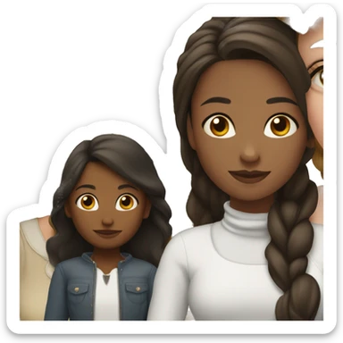 White, brunette, mom next to, black, small girl  sticker