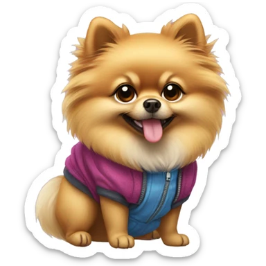 pomeranian dog with clothes on sticker