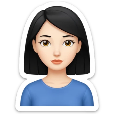 femme blanche avec des cheveux noir et lisse sticker