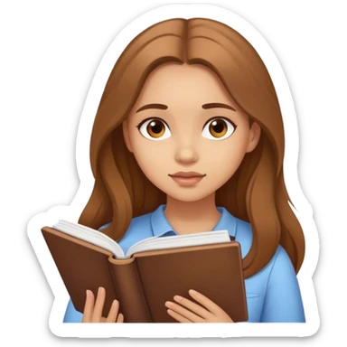 girl with brown long hair and doing self-development  sticker