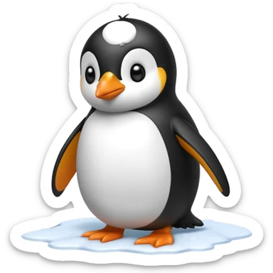 Penguin being hit in the snow sticker