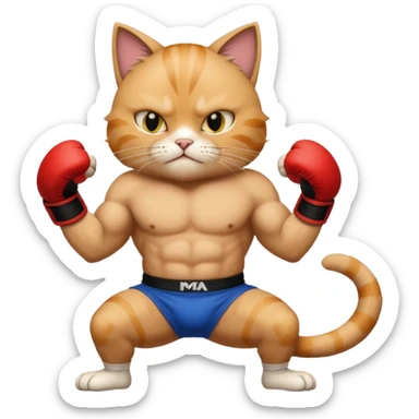 cat doing MMA fighting sticker