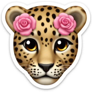 Leopardo con lazo y uñas rosas sticker