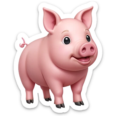 cinematic-[realistic pig]-realistic-full-body-standing-emoji,-tail-flicking-lazily,-head-tilted-dramatically,-sleek-[pink]-skin,-simplified-yet-realistic-focused-features,-highly-detailed,-glowing-with-an-almost-sarcastic-glow sticker