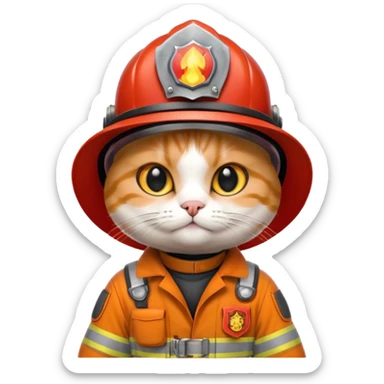 Cat in firefighter suit sticker