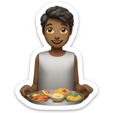 holding a tray with food in it sticker