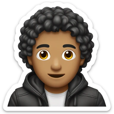 chico con cabello ondulado y chamarra de piel sticker