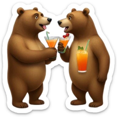 two bears drinking a cocktail sticker