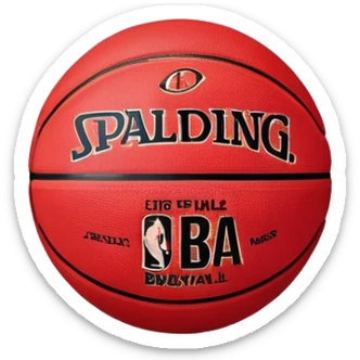 minimalist red Spalding basketball with simple NBA logo, few colorful lines, clean design sticker
