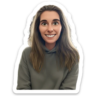 smiling girl with potted plant sticker