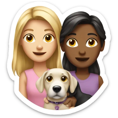 2 whit girls family with 1 dog sticker