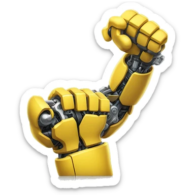 Flexing yellow mechanical cyborg bicep and arm sticker
