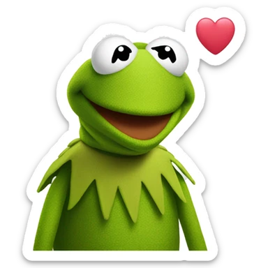 Kermit with heart eyes sticker