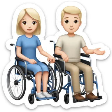 Two people in wheelchairs holding hands sticker