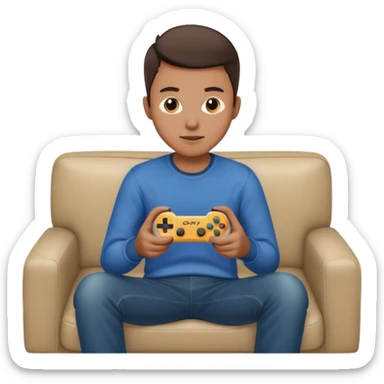 A person sitting on a couch playing video games  sticker