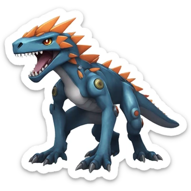  Cool Edgy Digimon-Fakemon-Rex with edgy markings full body sticker